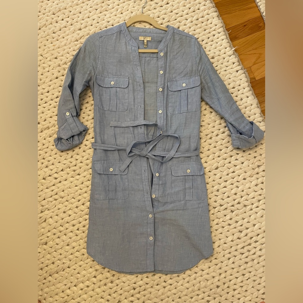 Joie Blue shirt dress with Belted Waist
